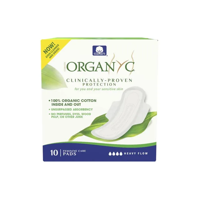organyc-serviettes-hygi-niques-de-nuit-avec-ailettes-coton-bio-10-unit-s image 1