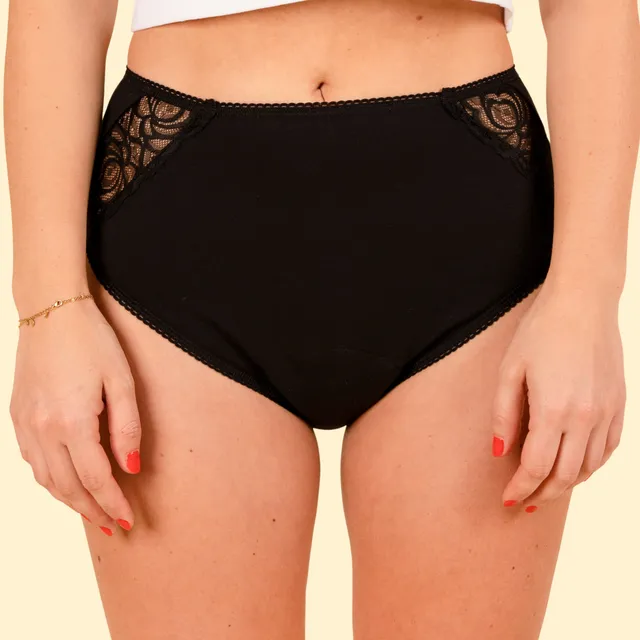 jho-culotte-menstruelle-taille-haute-noire-dentelle-flux-abondant image 1