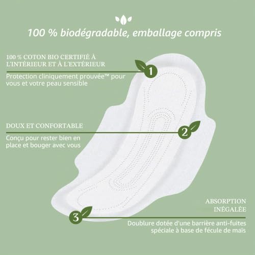 organyc-serviettes-hygi-niques-nuit-100-coton-bio-x7-avec-ailettes image 7