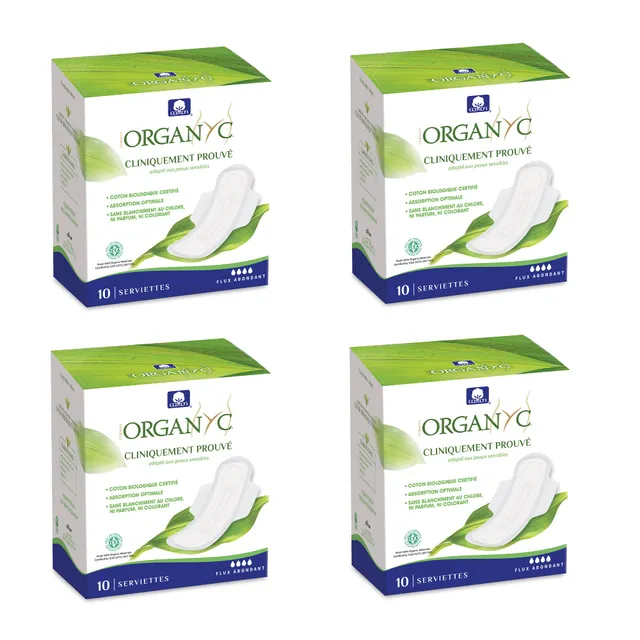 organyc-serviettes-hygi-niques-nuit-avec-ailettes-coton-bio-4x10-soit-40-unit-s image 1