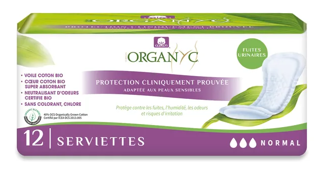 organyc-serviettes-fuites-urinaires-flux-mod-r-coton-bio-12-unit-s image 1