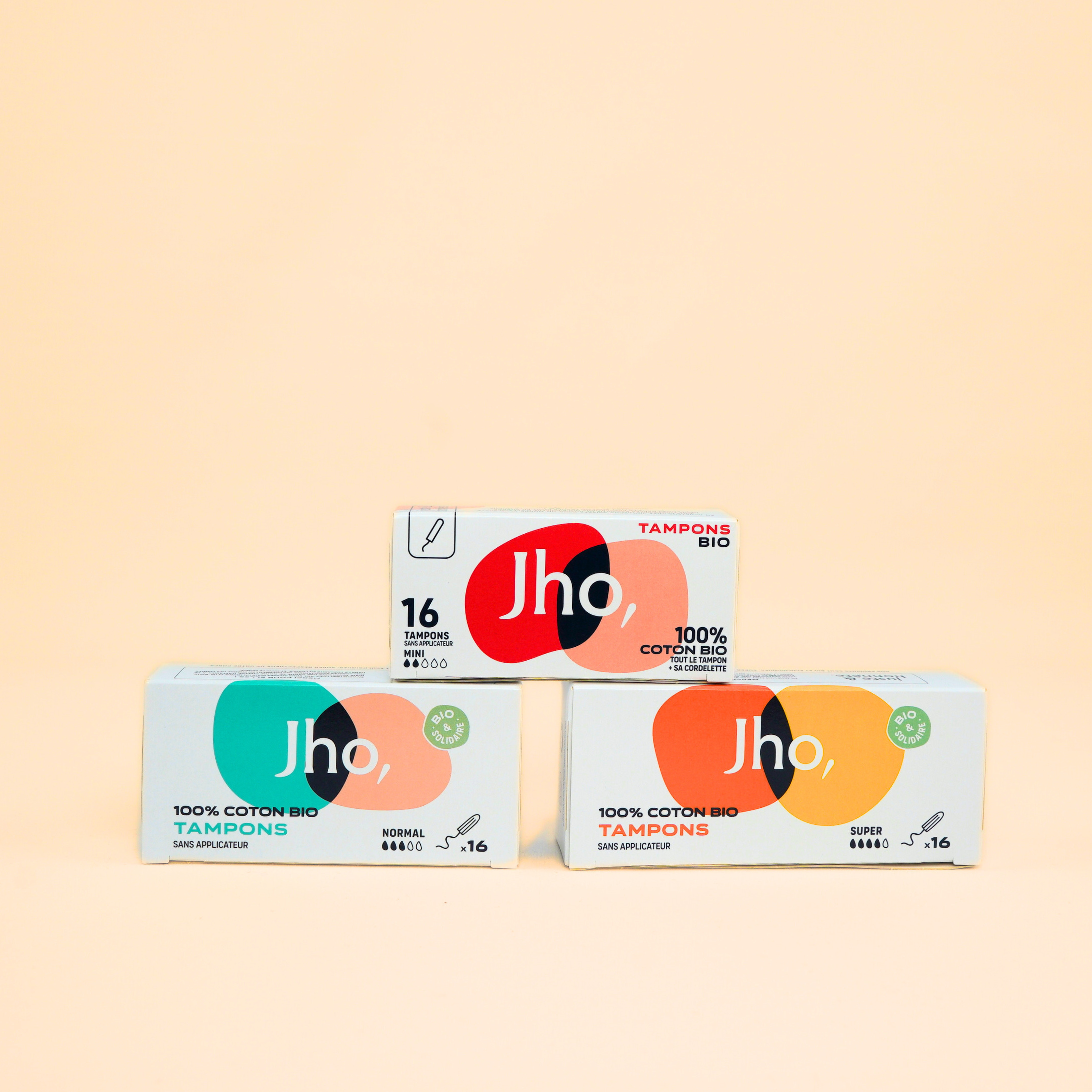 jho-tampons-sans-applicateur-bio-lot-de-3-mini-normal-super image 1