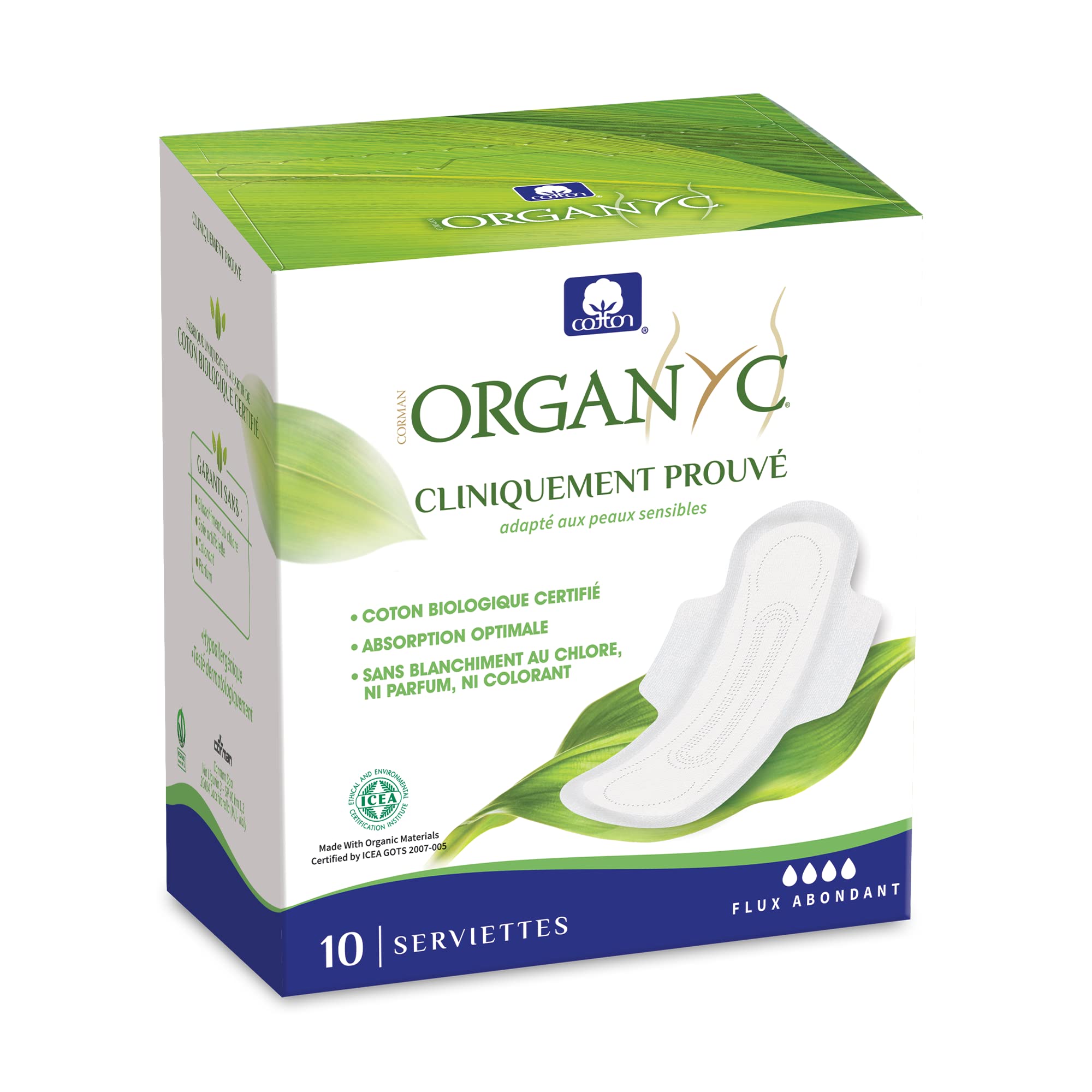 organyc-serviettes-hygi-niques-nuit-avec-ailettes-coton-bio-4x10-soit-40-unit-s image 2