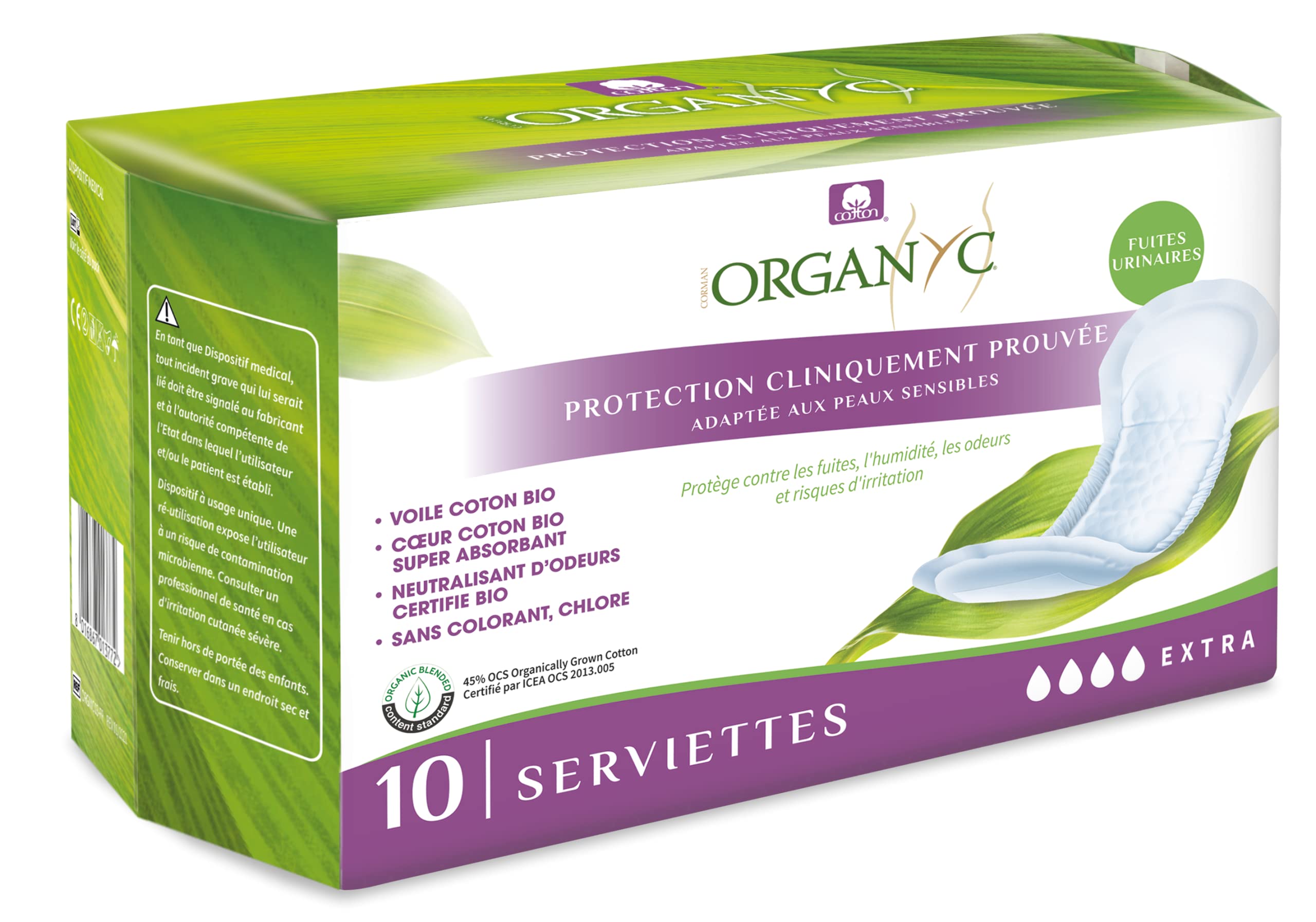 organyc-serviettes-fuites-urinaires-flux-extra-coton-bio-10-unit-s image 2
