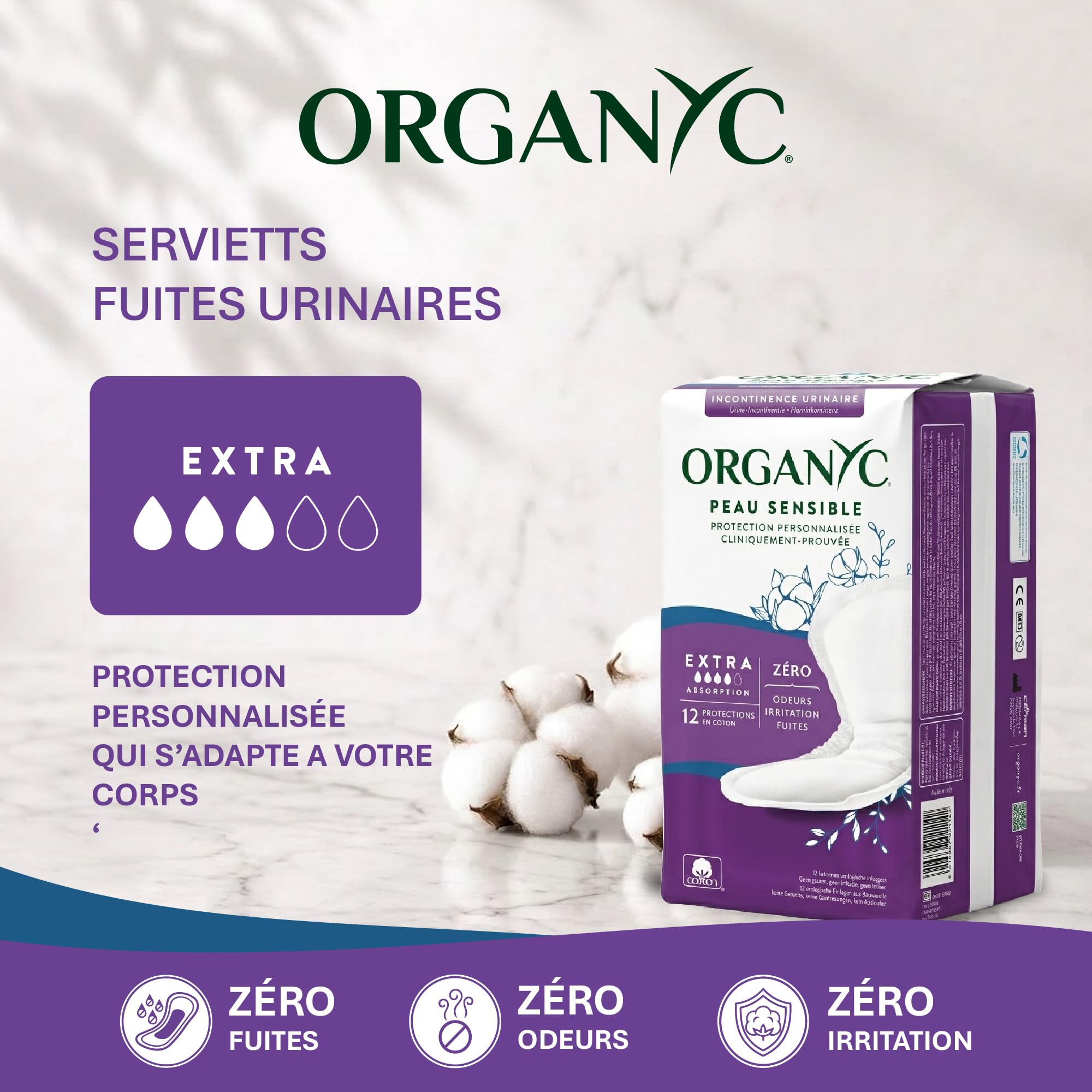 organyc-serviettes-fuites-urinaires-extra-x12-peau-sensible image 5
