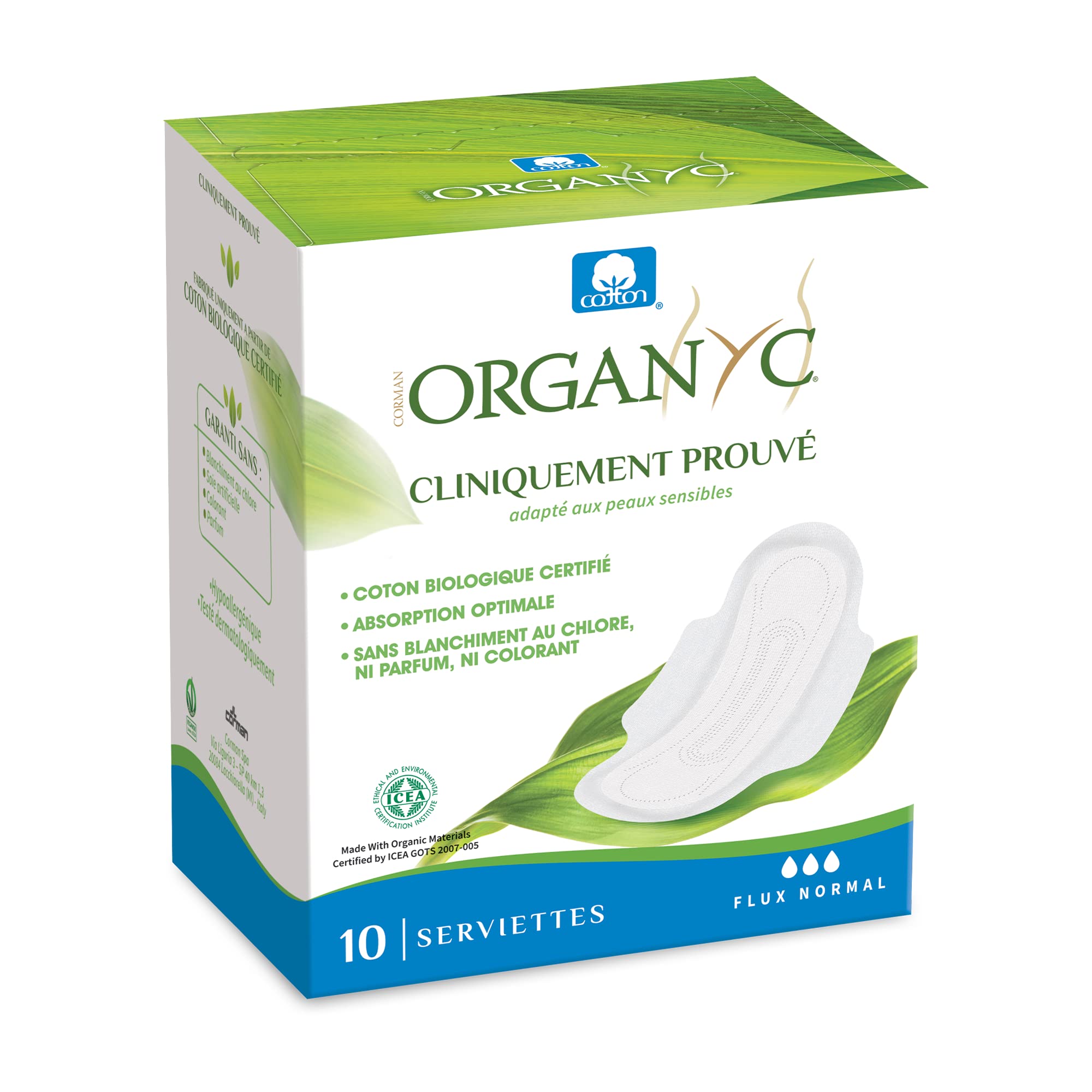organyc-serviettes-hygi-niques-avec-ailettes-coton-bio-4-packs-de-10-40-unit-s image 2
