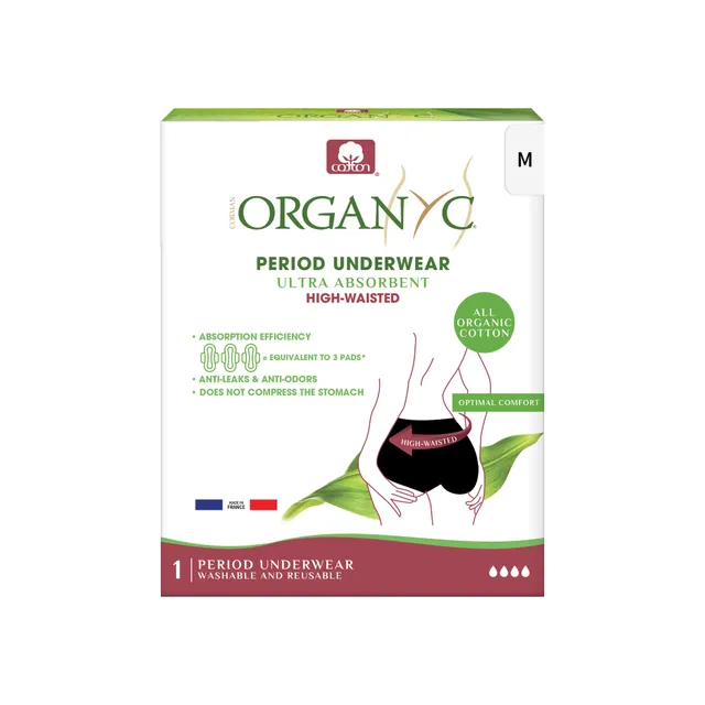 organyc-culotte-menstruelle-r-utilisable-taille-haute-noire-coton-bio-taille-m image 1