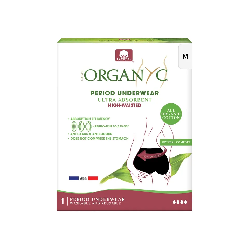 organyc-culotte-menstruelle-r-utilisable-taille-haute-noire-coton-bio-taille-m image 1